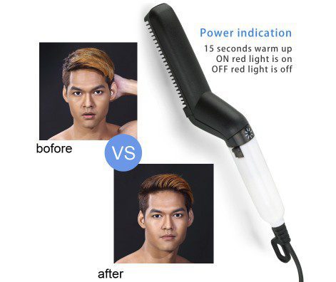 Peigne à Lisser électrique - Redresseur Chauffant Cheveux pour Homme
