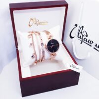 Collection Olifawan Ensemble Bijoux Bracelets et Montre en Acier inoxydable Bronze Noir