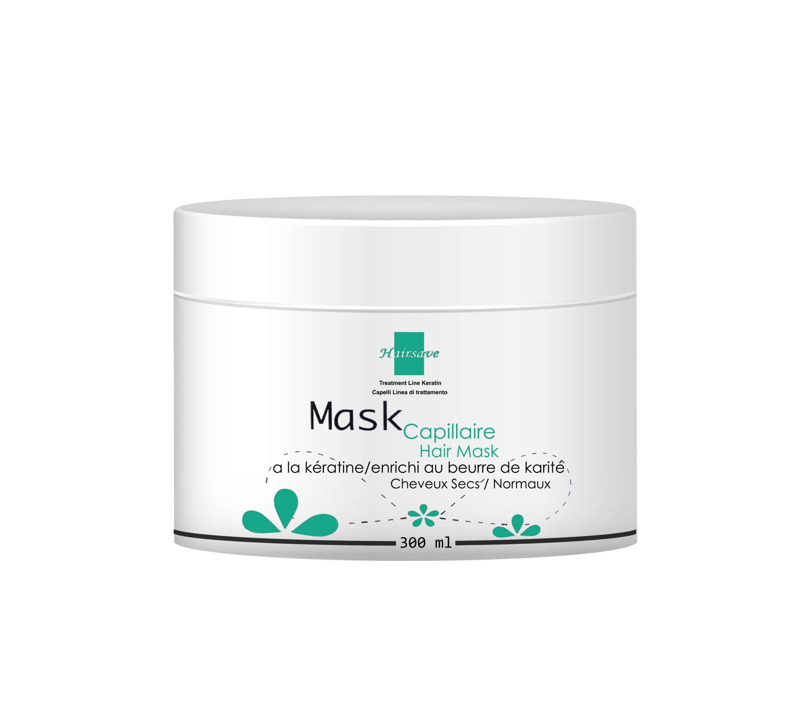 Hairsave masque capillaire à la kératine enrichi au beurre de karité pour cheveux secs et normaux – 300ml