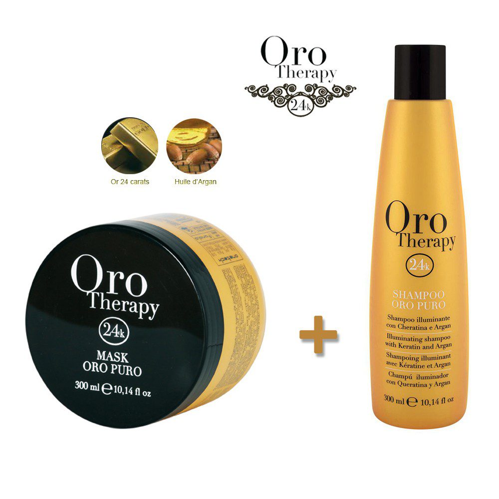 Pack ORO Therapy 24k illuminant à la Kératine et Argan Shampoing 300ml + Masque 300ml