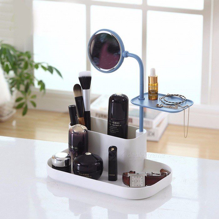 Organisateur de maquillage petites choses boîte de rangement avec tiroir et miroir organisateur pour les produits cosmétiques
