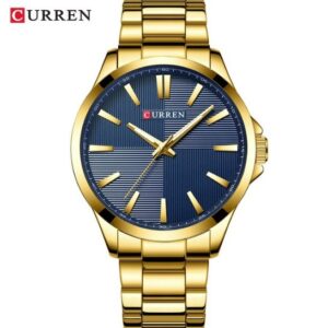 Curren 8322 Gold-Bleu Montre pour Homme avec Bracelet en Acier Inoxydable Étanche