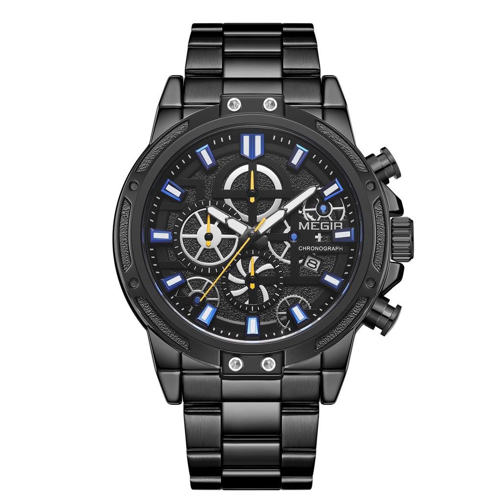 MEGIR MS2108G-Noir Montre Pour homme à Quartz armée sport chronographe montre-luxe