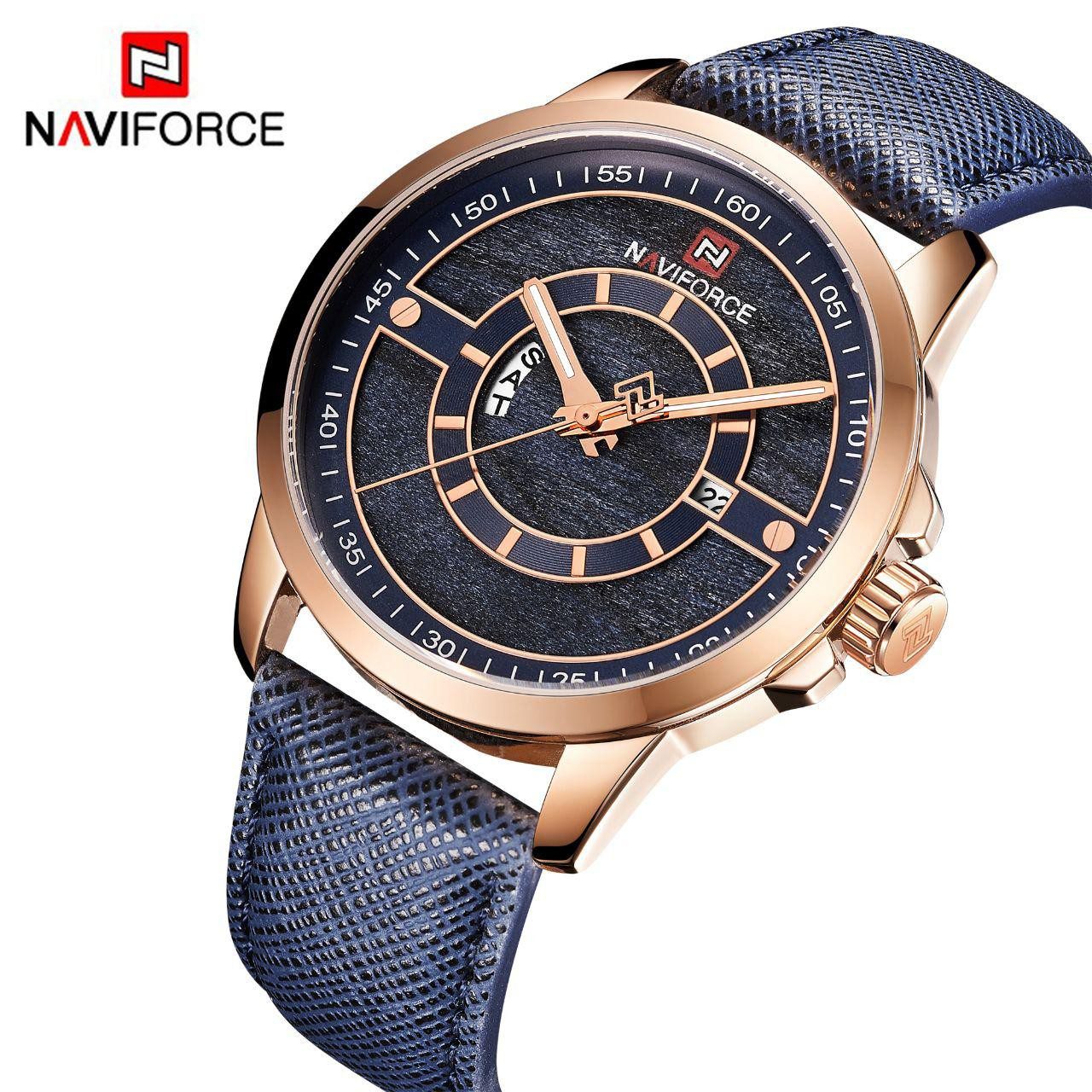 NAVIFORCE NF 9151 montre homme haut tendance marque de luxe étanche décontracté en cuir Quartz - Rose Or Bleu
