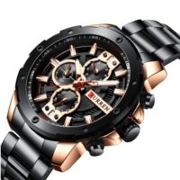 CURREN 8336 Bronze-Noir Montre à Quartz étanche pour Homme avec Bracelet en Acier Inoxydable