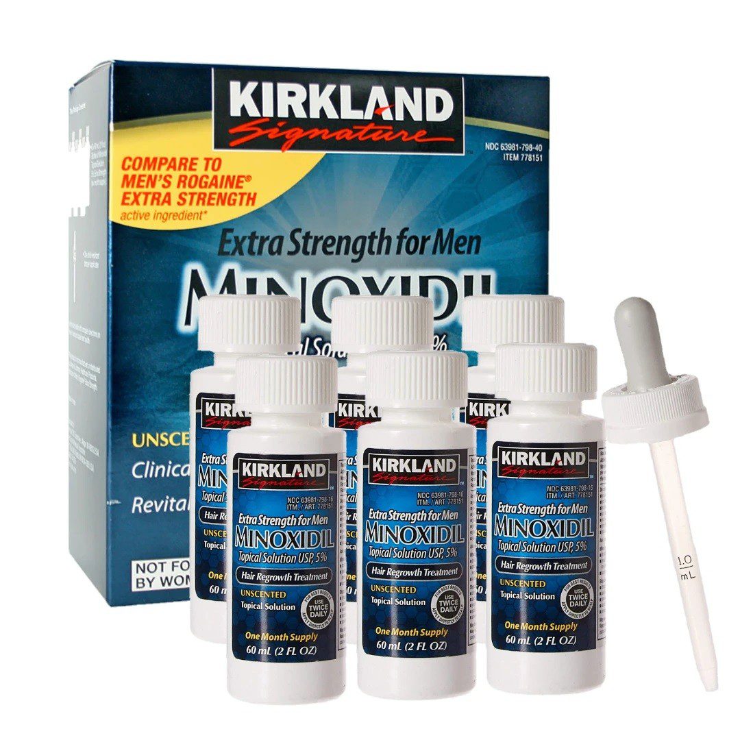L’original MINOXIDIL 5% Kirkland Signature - 6 Bouteilles de 60ml - Traitement de 6 mois