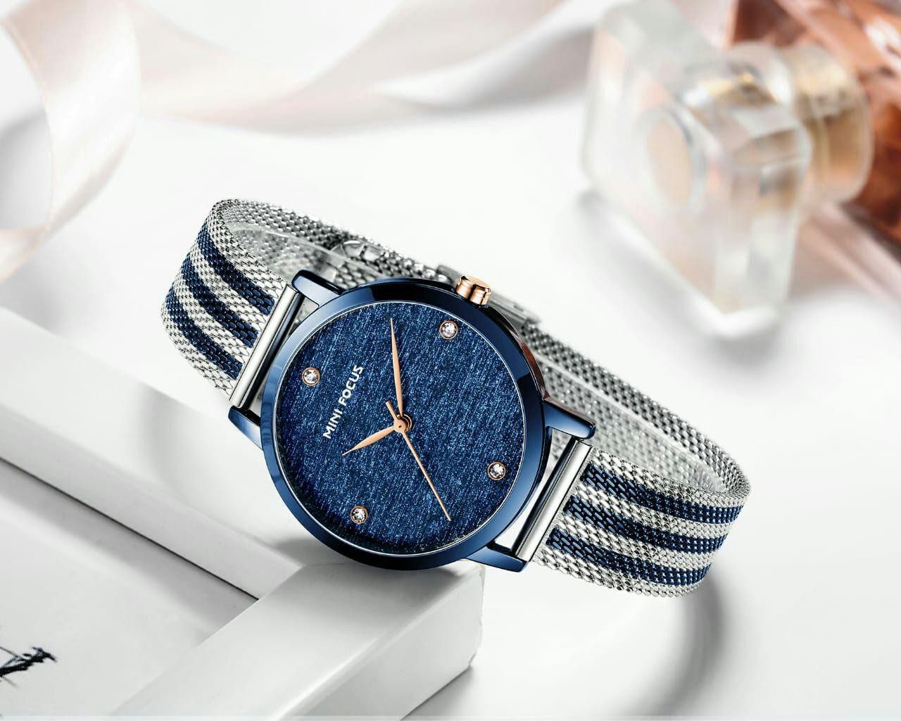 MINI FOCUS MF0329L Bleu Montre Pour Femme marque de luxe mode décontracté Montre à Quartz