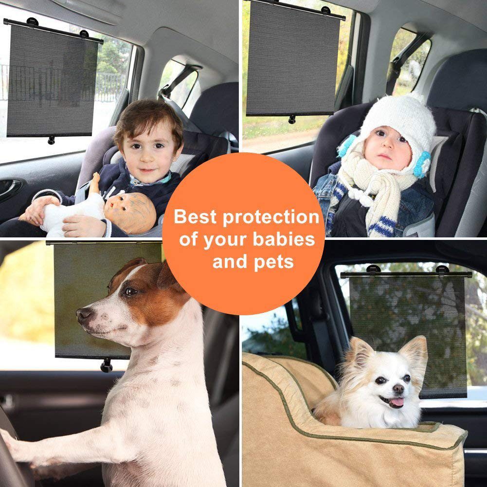 Pare-soleil fenêtre de voiture Wisdom pour bébé Pack de 2 pare-soleil à rouleau rétractable pour vitres latérales et arrière