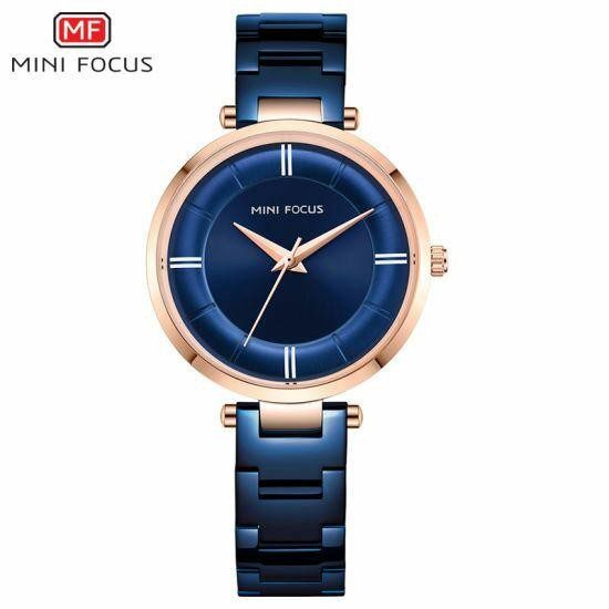 MINI FOCUS 0235L Bleu montres à Quartz en acier inoxydable pour femmes