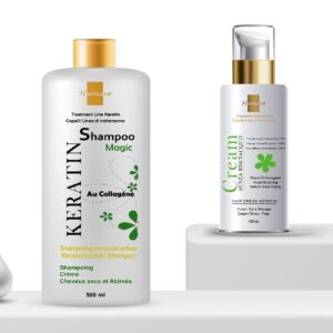 Pack Kératine – Shampooing (500ml) + Crème sans rinçage KÉRATINE temporaire (120ml) de Hairsave Pour cheveux secs et abimés