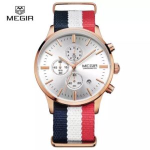 MEGIR M2011 LBH MB montre Pour Homme avec bracelet en toile casual étanche chronographe