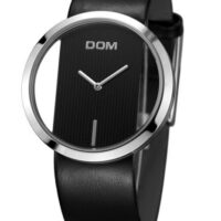 Fashion DOM LP-205L Noir Femme Montre-bracelet 30m Étanche Cadran Creux