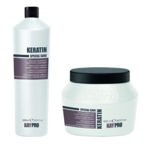 KayPro Keratin set Restructurant pour Cheveux Traités et abimés Shampoing 350ml, Masque 500ml