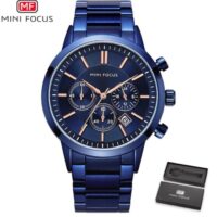 MINI FOCUS MF0188G Bleu montre pour homme bracelet en acier inoxydable à Quartz étanche marque de luxe