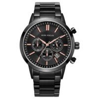 MINI FOCUS MF0188G Noir montre pour homme bracelet en acier inoxydable à Quartz étanche marque de luxe