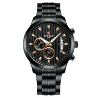 REWARD 81010 Noir Montre de luxe hommes en acier inoxydable Quartz Sport chronographe étanche