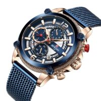 REWARD RD82022M Bleu Bronze montre à Quartz chronographe luxe de marque pour hommes en acier inoxydable