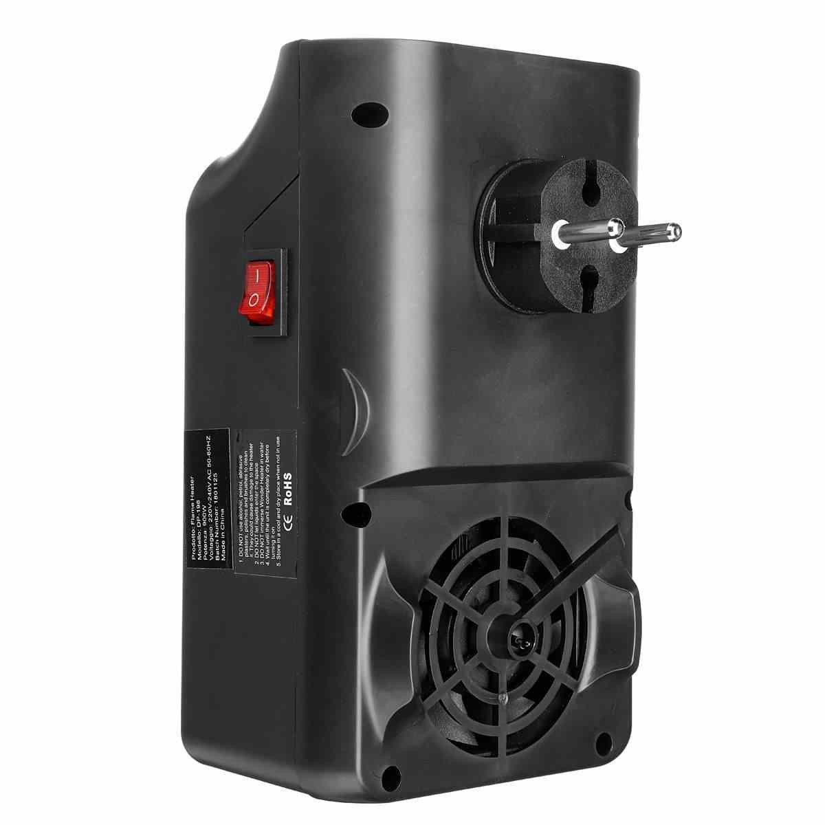 Mini Portable chauffage électrique 500W ventilateur cheminée flamme affichage minuterie avec télécommande