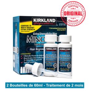 L’original MINOXIDIL 5% Kirkland Signature - 2 Bouteilles de 60ml - Traitement de 2 mois