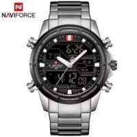 NAVIFORCE NF9138S Argenté Noir montre bracelet analogique à Quartz pour homme