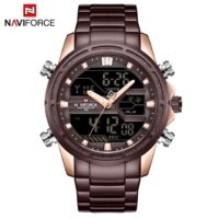 NAVIFORCE NF9138S Marron montre bracelet analogique à Quartz pour homme
