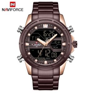 NAVIFORCE NF9138S Marron montre bracelet analogique à Quartz pour homme