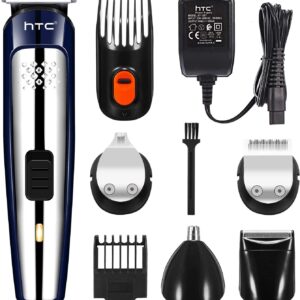 HTC 8 en 1 Tondeuse Rechargeable AT-1207 Professionnelle Lames en Acier inoxydable Pour Barbe et Cheveux