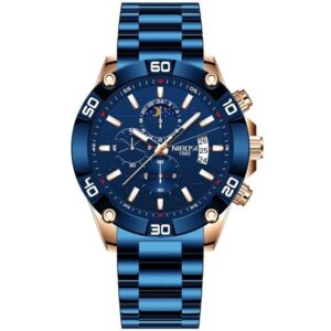 NIBOSI 2502 Bleu montre de sport pour hommes, marque de luxe, Quartz, acier inoxydable, étanche 3ATM