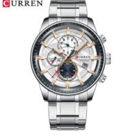 CURREN – 8362 Argenté montre bracelet en acier inoxydable pour homme, marque de luxe, chronographe décontracté, à Quartz