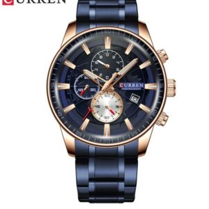 CURREN – 8362 Bleu montre bracelet en acier inoxydable pour homme, marque de luxe, chronographe décontracté, à Quartz