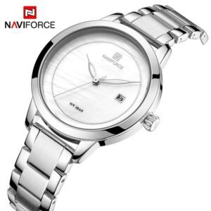 NAVIFORCE NF5008 argent montre bracelet en acier inoxydable pour femmes, classique, Simple, Quartz