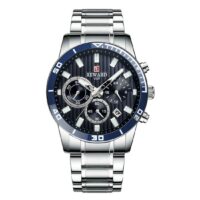 REWARD RD2132 Argenté Bleu montre à Quartz chronographe luxe de marque pour hommes en acier inoxydable