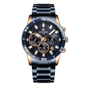 REWARD RD2132 Bleu montre à Quartz chronographe luxe de marque pour hommes en acier inoxydable