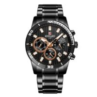 REWARD RD2132 Noir montre à Quartz chronographe luxe de marque pour hommes en acier inoxydable