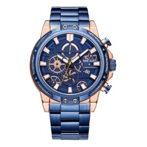 MEGIR MS2108G-Bleu Bronze Montre Pour homme à Quartz armée sport chronographe montre-luxe
