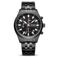 MEGIR 2154 Noir montre de Sport pour hommes, chronographe étanche, entièrement en acier