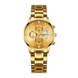 NIBOSI 2309 Dorée montre à Quartz pour femmes, nouvelle mode, chronographe lumineux