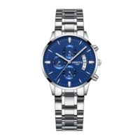 NIBOSI 2309 Argent Bleu montre à Quartz pour femmes, nouvelle mode, chronographe lumineux