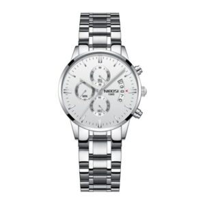 NIBOSI 2309 Argent Blanc montre à Quartz pour femmes, nouvelle mode, chronographe lumineux