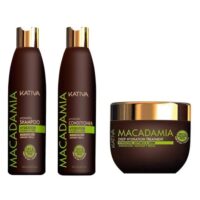 Pack Kativa Macadamia pour hydration des cheveux Shampooing + Conditionneur + Masque