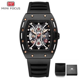 MINI FOCUS MF0420G Noir – montre de Sport pour hommes bracelet en Silicone, étanche à Quartz