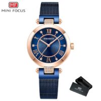 MINI FOCUS MF0215L Bleu – montre de luxe en cristal pour femmes, Ultra mince