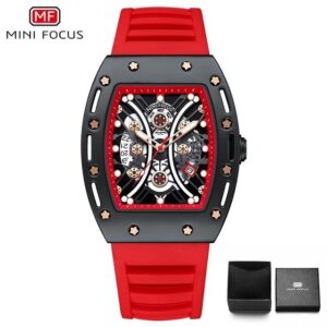 MINI FOCUS MF0420G Rouge – montre de Sport pour hommes bracelet en Silicone, étanche à Quartz