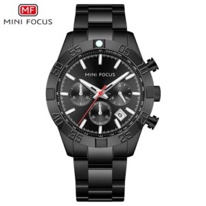 MINI FOCUS MF0416G Noir – montre de luxe pour hommes bracelet en acier inoxydable