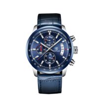 BENYAR BY 5102 Bleu – montre bracelet en cuir pour homme, marque de luxe, chronographe