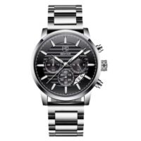 BENYAR BY 5104M Argenté Noir montre bracelet acier inoxydable pour homme, marque de luxe