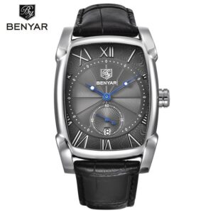 BENYAR BY 5114 Noir – montre bracelet en cuir pour hommes, marque de luxe