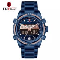 KADEMAN K6173 Bleu montre pour hommes électronique double affichage acier inoxydable