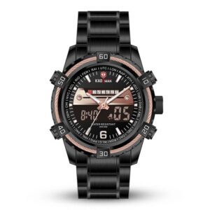 KADEMAN K6173 Noir Bronze montre pour hommes électronique double affichage acier inoxydable