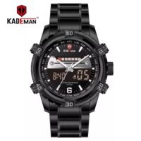 KADEMAN K6173 Noir montre pour hommes électronique double affichage acier inoxydable